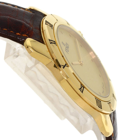 FENDI Watches Quartz 850G Gold Plated, Leather gold Round face gold dial mens Used Authentic