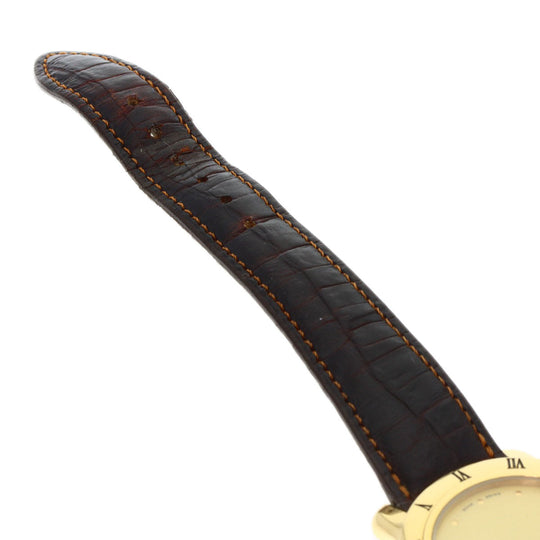 FENDI Watches Quartz 850G Gold Plated, Leather gold Round face gold dial mens Used Authentic