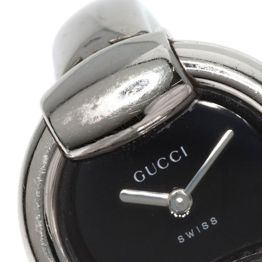 GUCCI Watches Quartz 1400L Stainless Steel , Stainless Steel Silver Round face black dial Women Used Authentic