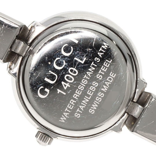 GUCCI Watches Quartz 1400L Stainless Steel , Stainless Steel Silver Round face black dial Women Used Authentic