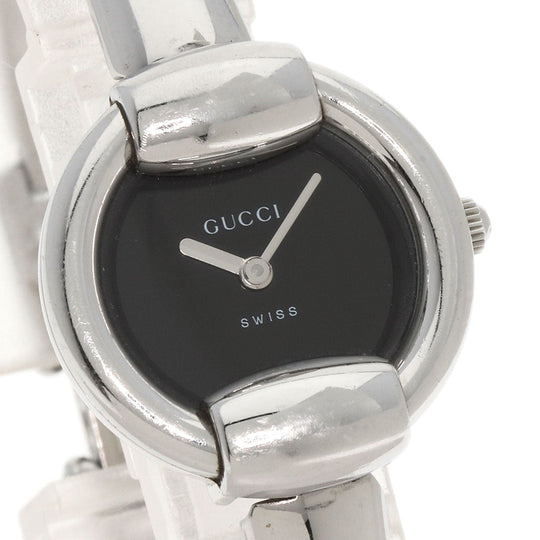 GUCCI Watches Quartz 1400L Stainless Steel , Stainless Steel Silver Round face black dial Women Used Authentic