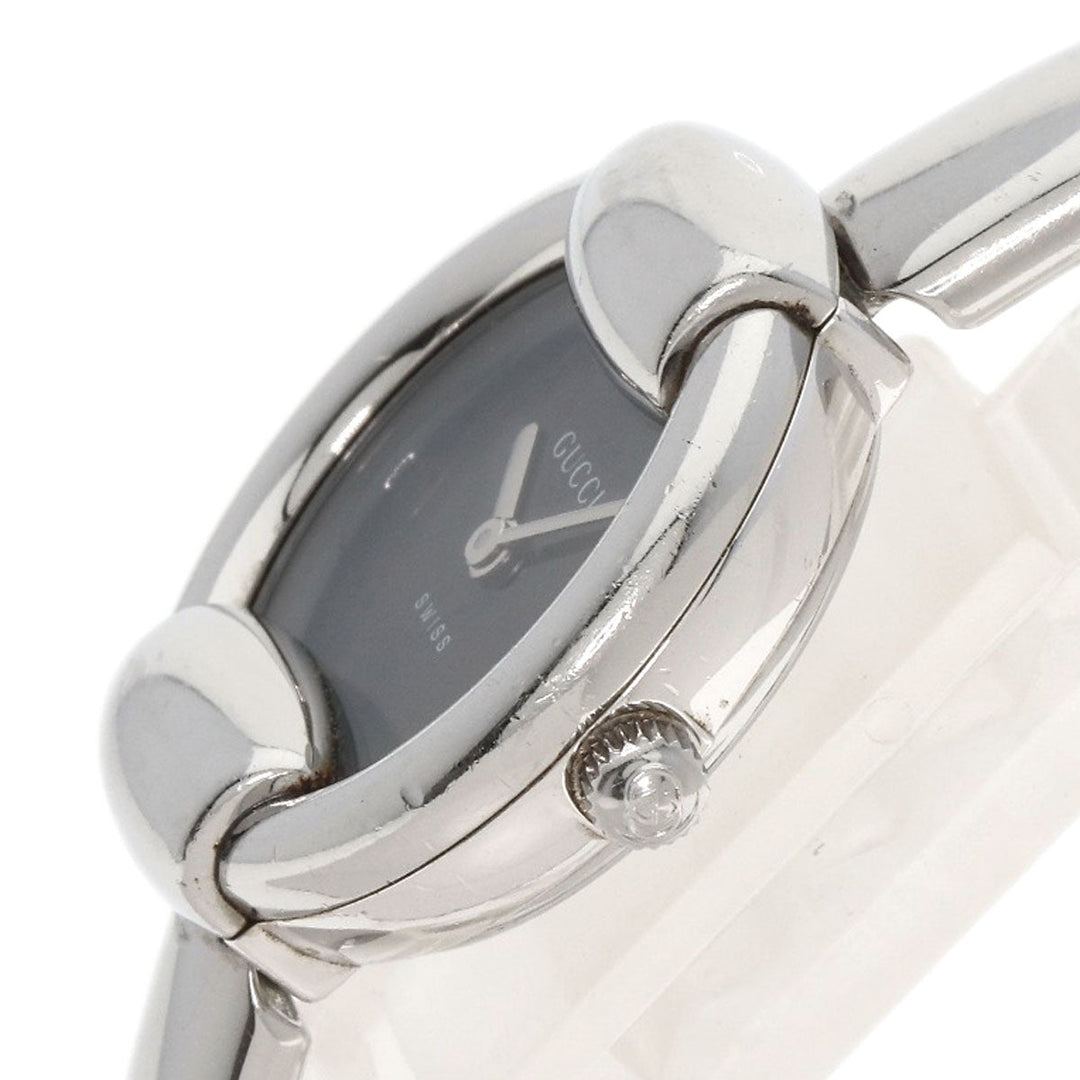 GUCCI Watches Quartz 1400L Stainless Steel , Stainless Steel Silver Round face black dial Women Used Authentic