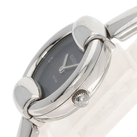 GUCCI Watches Quartz 1400L Stainless Steel , Stainless Steel Silver Round face black dial Women Used Authentic