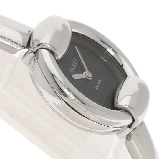 GUCCI Watches Quartz 1400L Stainless Steel , Stainless Steel Silver Round face black dial Women Used Authentic