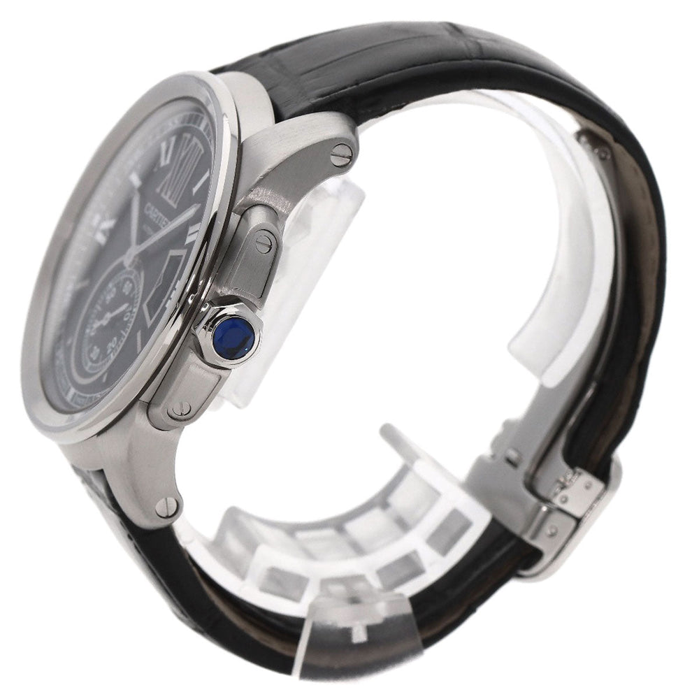 CARTIER Watches Mechanical Automatic W7100014 Stainless Steel, Leather Silver Calibur de Cartier black dial mens Used Authentic