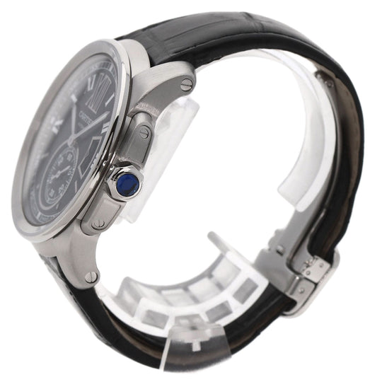 CARTIER Watches Mechanical Automatic W7100014 Stainless Steel, Leather Silver Calibur de Cartier black dial mens Used Authentic