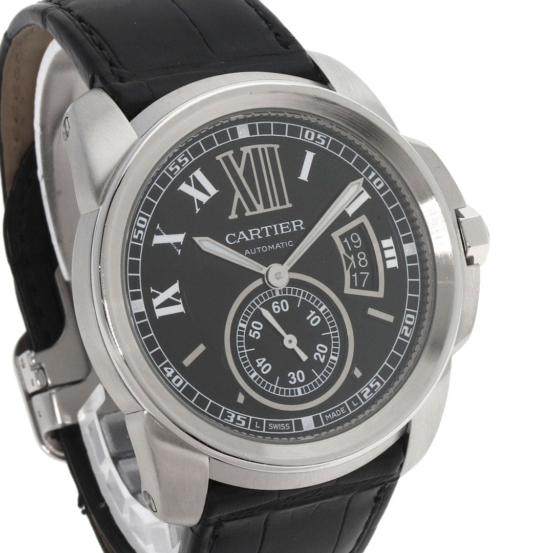 CARTIER Watches Mechanical Automatic W7100014 Stainless Steel, Leather Silver Calibur de Cartier black dial mens Used Authentic