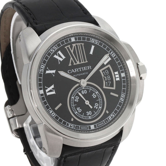 CARTIER Watches Mechanical Automatic W7100014 Stainless Steel, Leather Silver Calibur de Cartier black dial mens Used Authentic