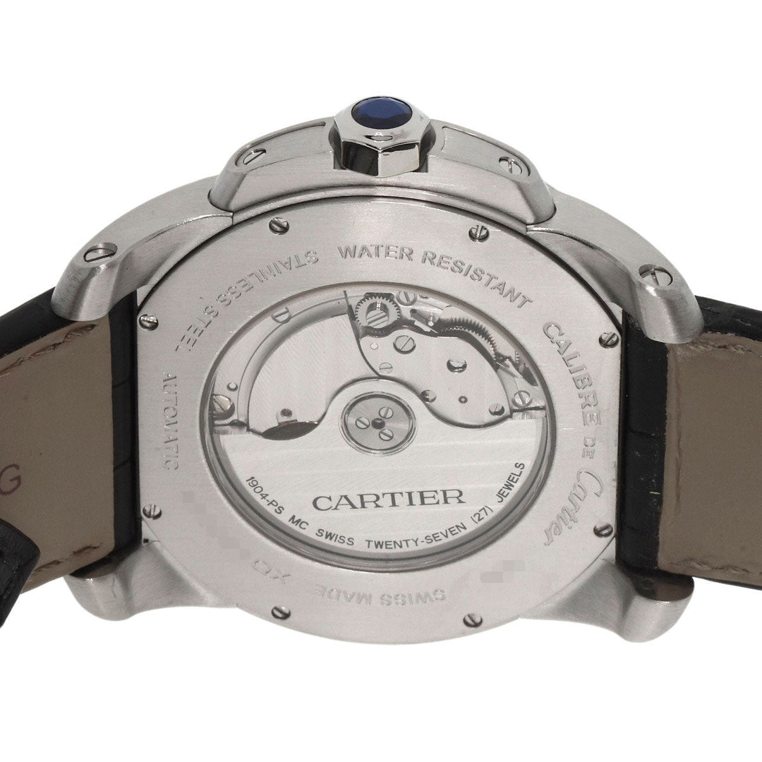 CARTIER Watches Mechanical Automatic W7100014 Stainless Steel, Leather Silver Calibur de Cartier black dial mens Used Authentic