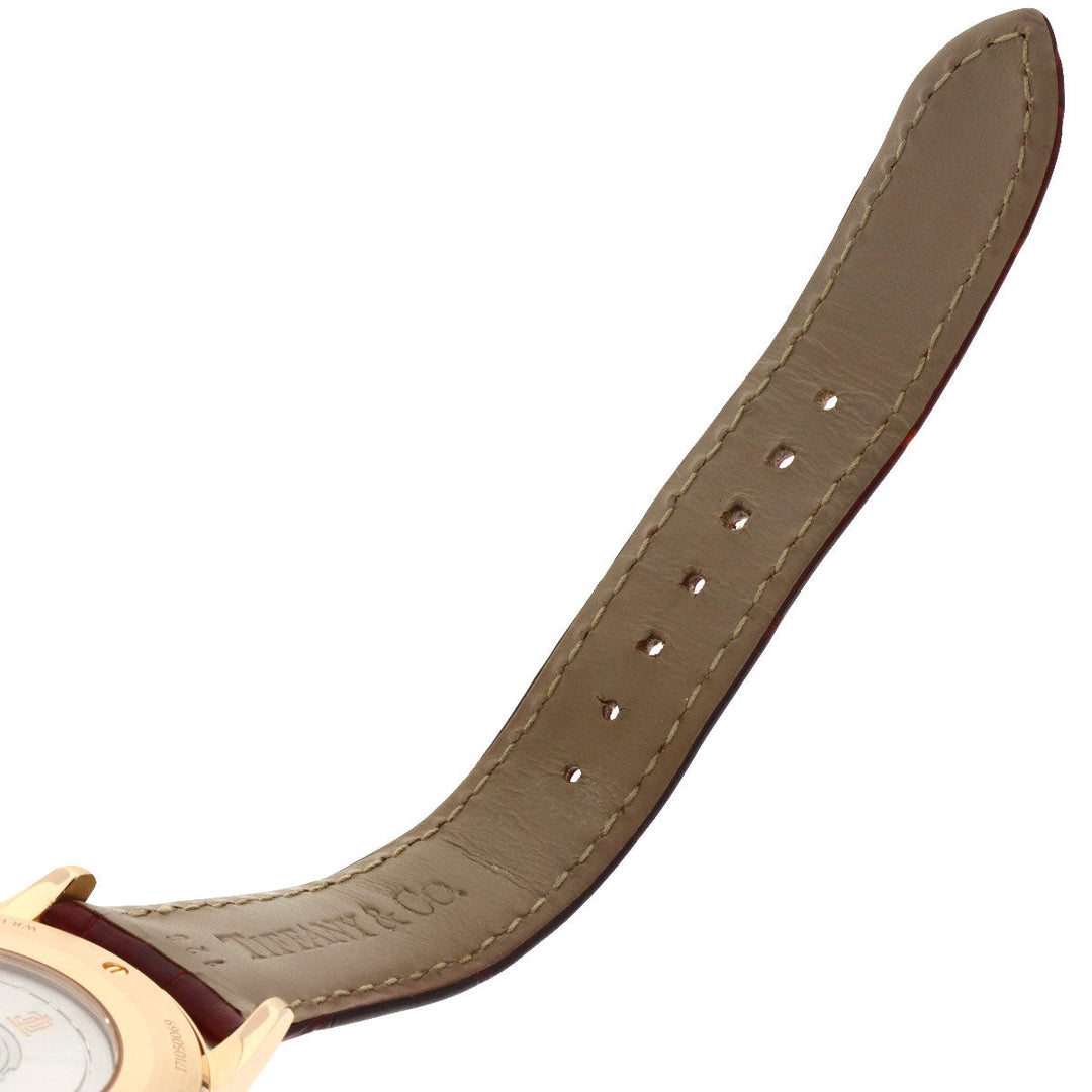 TIFFANY&Co. Watches Mechanical Automatic CT60 37836079 K18PG, leather gold Round face Bordeaux dial mens Used Authentic
