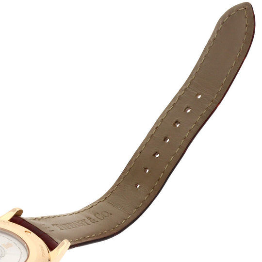 TIFFANY&Co. Watches Mechanical Automatic CT60 37836079 K18PG, leather gold Round face Bordeaux dial mens Used Authentic
