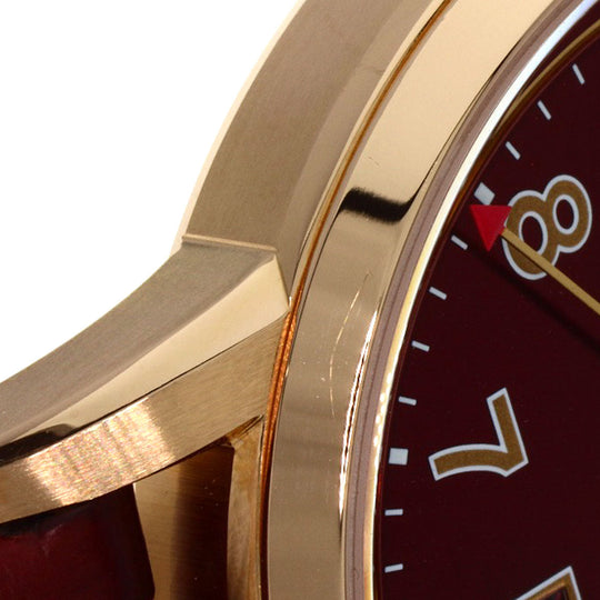 TIFFANY&Co. Watches Mechanical Automatic CT60 37836079 K18PG, leather gold Round face Bordeaux dial mens Used Authentic