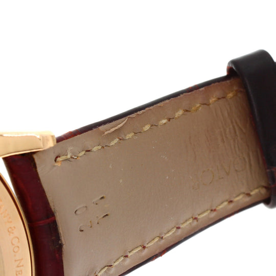 TIFFANY&Co. Watches Mechanical Automatic CT60 37836079 K18PG, leather gold Round face Bordeaux dial mens Used Authentic