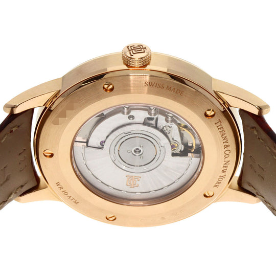 TIFFANY&Co. Watches Mechanical Automatic CT60 37836079 K18PG, leather gold Round face Bordeaux dial mens Used Authentic