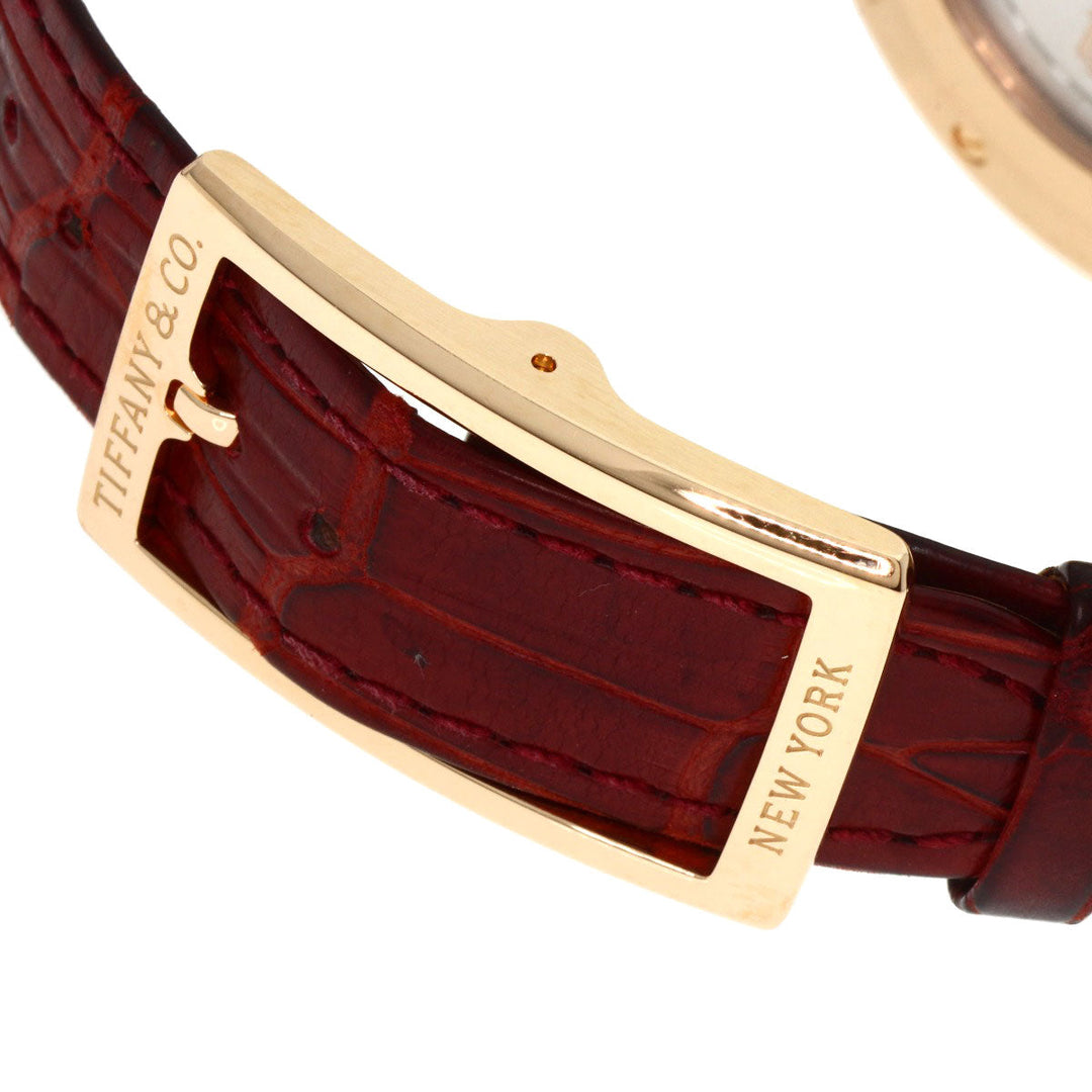 TIFFANY&Co. Watches Mechanical Automatic CT60 37836079 K18PG, leather gold Round face Bordeaux dial mens Used Authentic