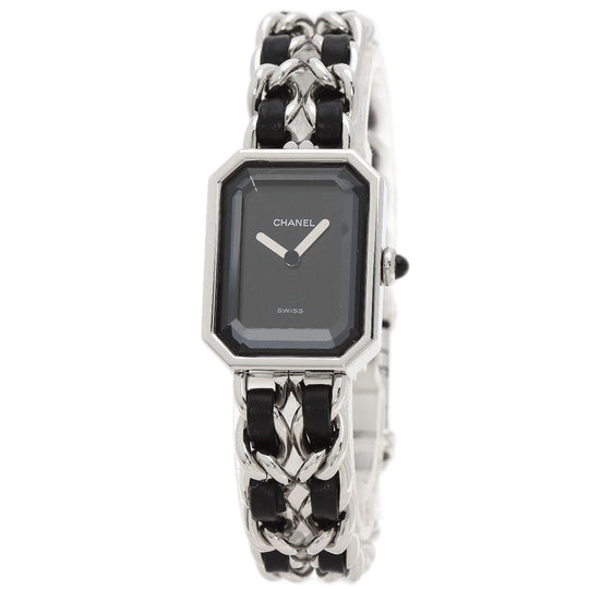 CHANEL Watches Quartz H0451 Stainless Steel, SSxLeather Silver Premiere L black dial Women Used Authentic