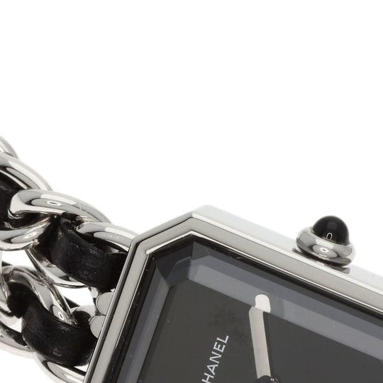 CHANEL Watches Quartz H0451 Stainless Steel, SSxLeather Silver Premiere L black dial Women Used Authentic