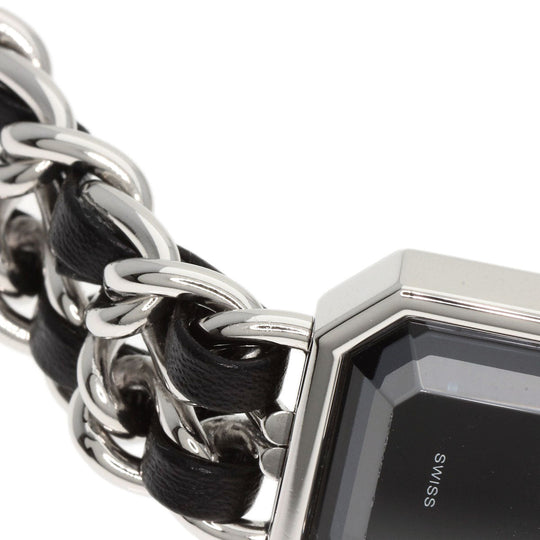 CHANEL Watches Quartz H0451 Stainless Steel, SSxLeather Silver Premiere L black dial Women Used Authentic