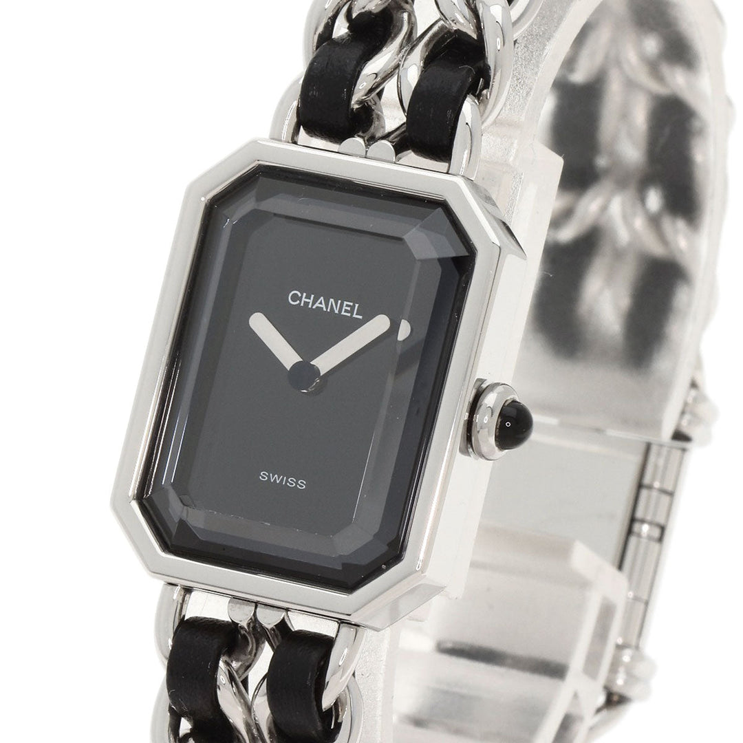 CHANEL Watches Quartz H0451 Stainless Steel, SSxLeather Silver Premiere L black dial Women Used Authentic