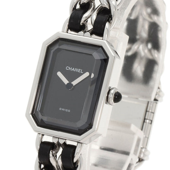 CHANEL Watches Quartz H0451 Stainless Steel, SSxLeather Silver Premiere L black dial Women Used Authentic