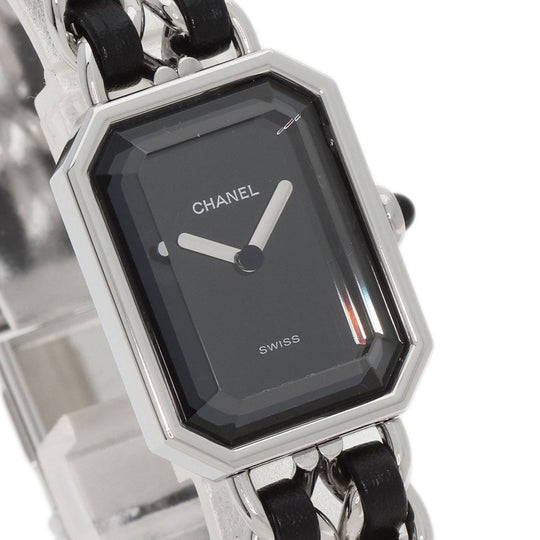 CHANEL Watches Quartz H0451 Stainless Steel, SSxLeather Silver Premiere L black dial Women Used Authentic