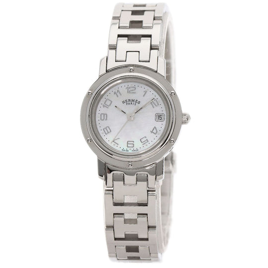 HERMES Watches Quartz CL4.210 Stainless Steel Silver Clipper Nacre White shell dial