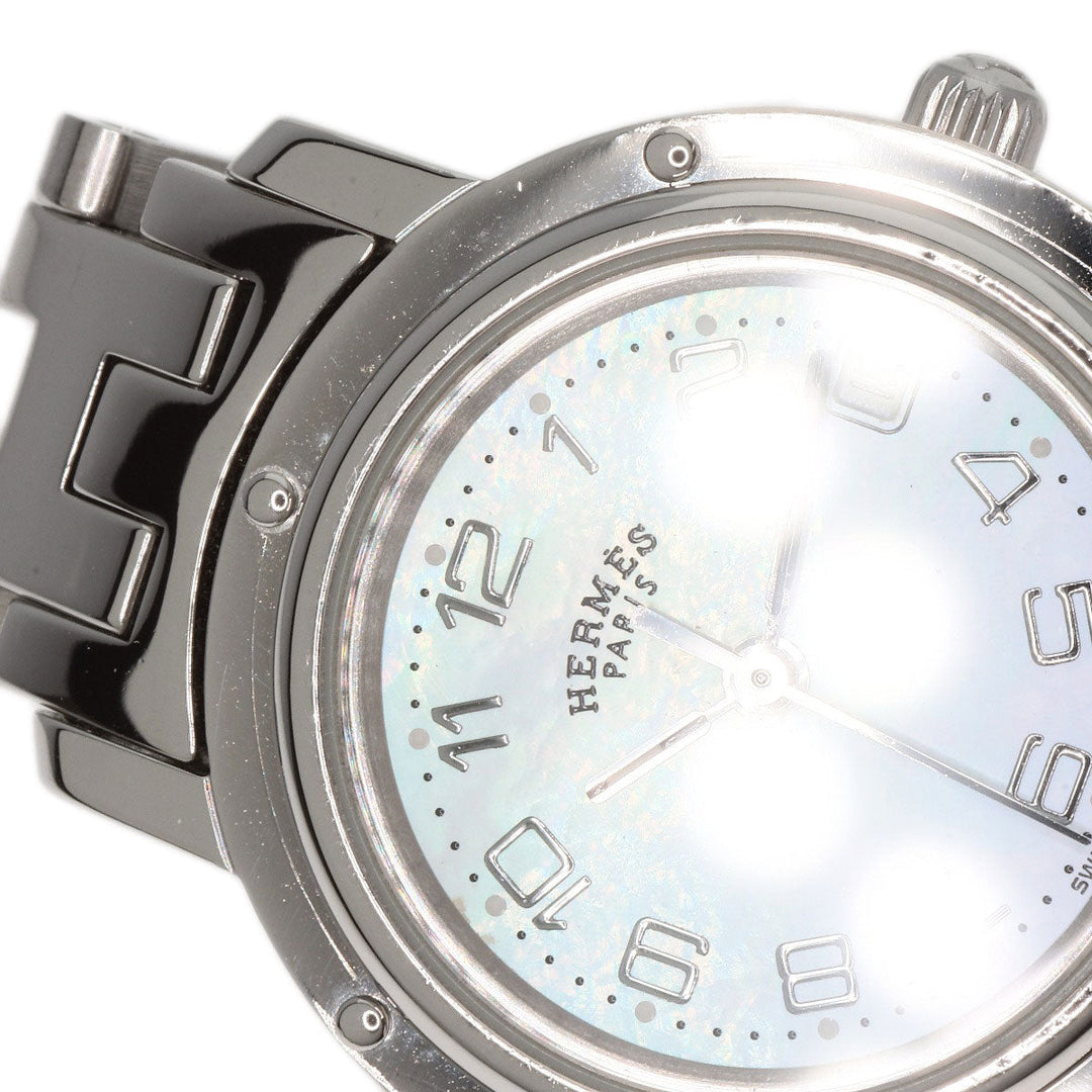 HERMES Watches Quartz CL4.210 Stainless Steel Silver Clipper Nacre White shell dial