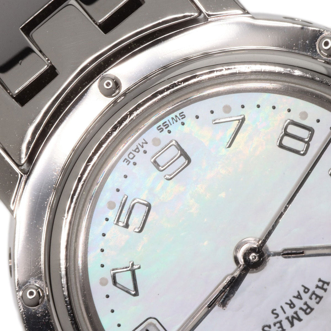 HERMES Watches Quartz CL4.210 Stainless Steel Silver Clipper Nacre White shell dial