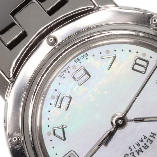 HERMES Watches Quartz CL4.210 Stainless Steel Silver Clipper Nacre White shell dial