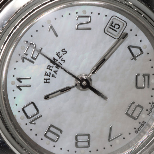 HERMES Watches Quartz CL4.210 Stainless Steel Silver Clipper Nacre White shell dial
