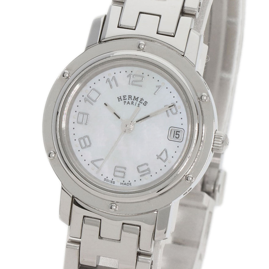 HERMES Watches Quartz CL4.210 Stainless Steel Silver Clipper Nacre White shell dial