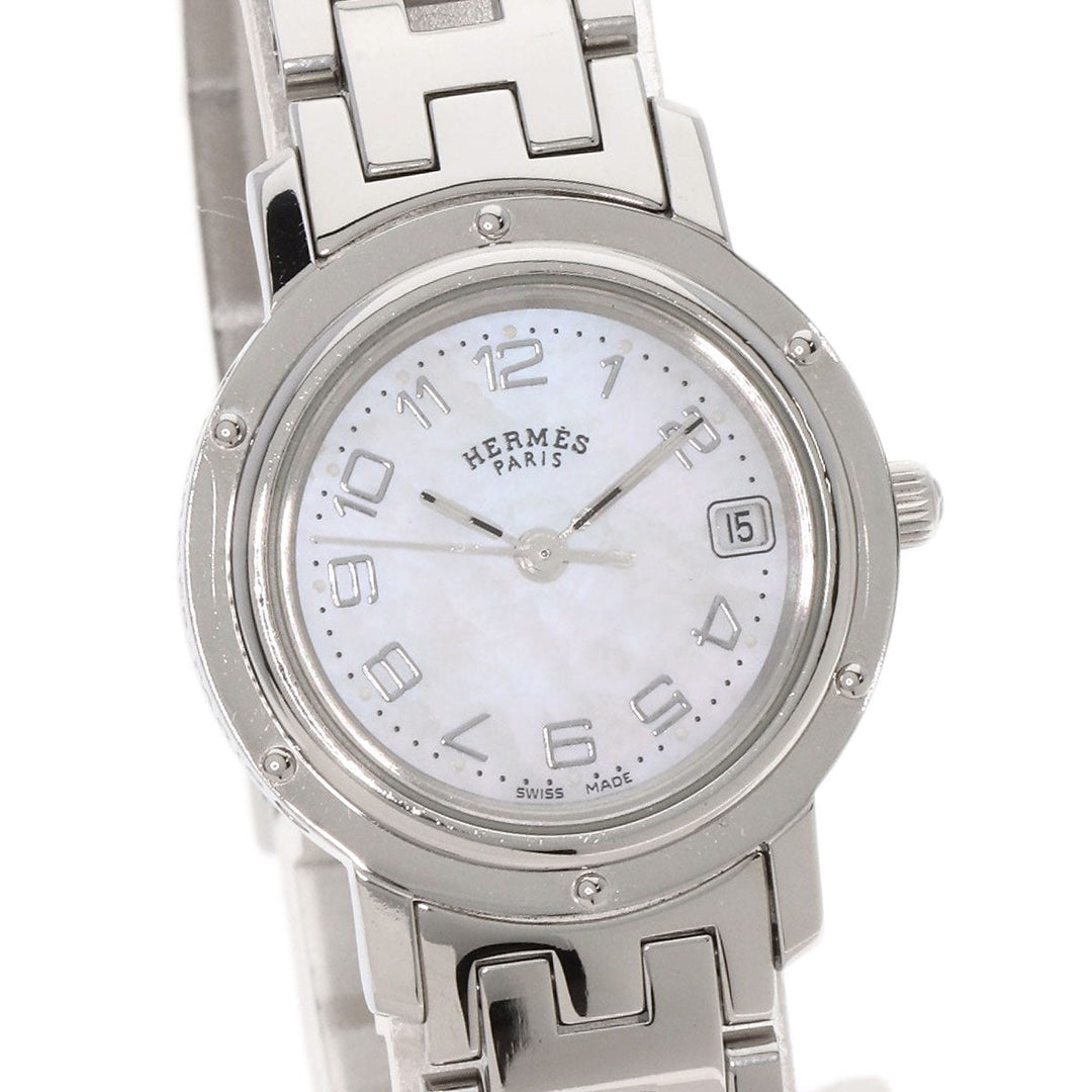 HERMES Watches Quartz CL4.210 Stainless Steel Silver Clipper Nacre White shell dial