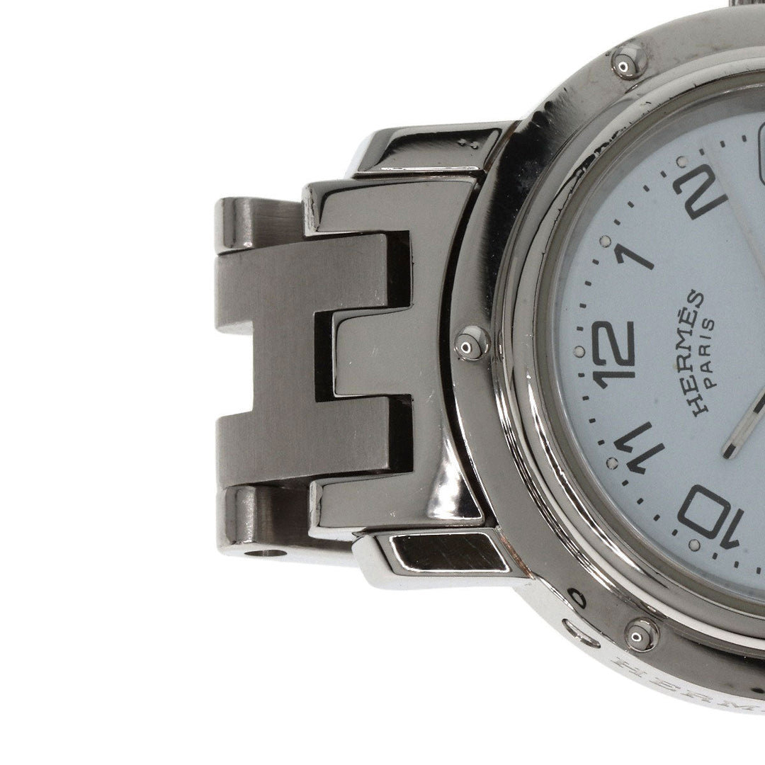 HERMES Watches Quartz CL4.210 Stainless Steel Silver Clipper white dial Women Used Authentic