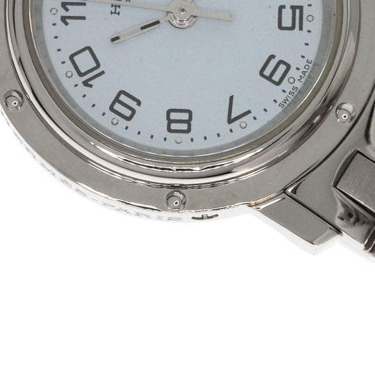 HERMES Watches Quartz CL4.210 Stainless Steel Silver Clipper white dial Women Used Authentic