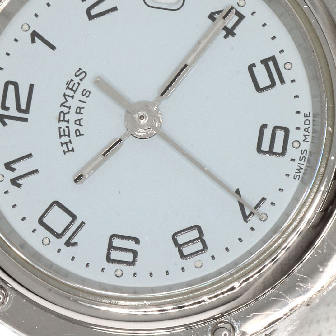 HERMES Watches Quartz CL4.210 Stainless Steel Silver Clipper white dial Women Used Authentic