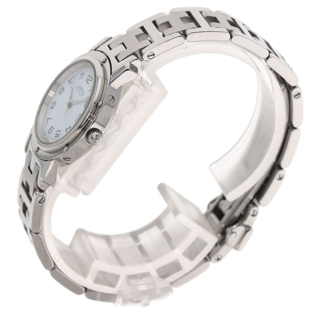 HERMES Watches Quartz CL4.210 Stainless Steel Silver Clipper white dial Women Used Authentic