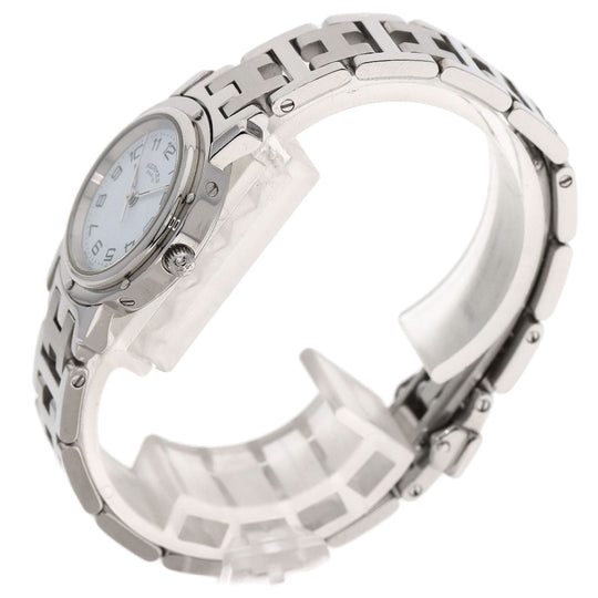 HERMES Watches Quartz CL4.210 Stainless Steel Silver Clipper white dial Women Used Authentic