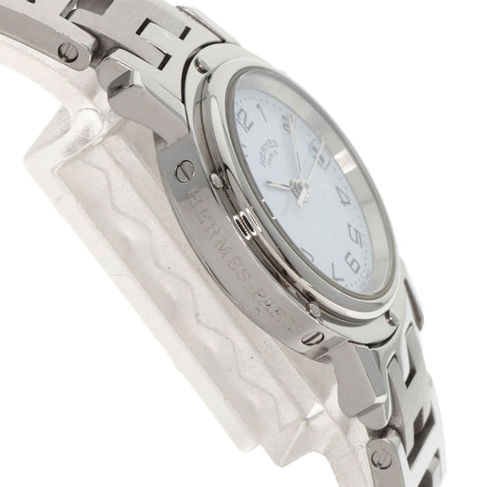 HERMES Watches Quartz CL4.210 Stainless Steel Silver Clipper white dial Women Used Authentic