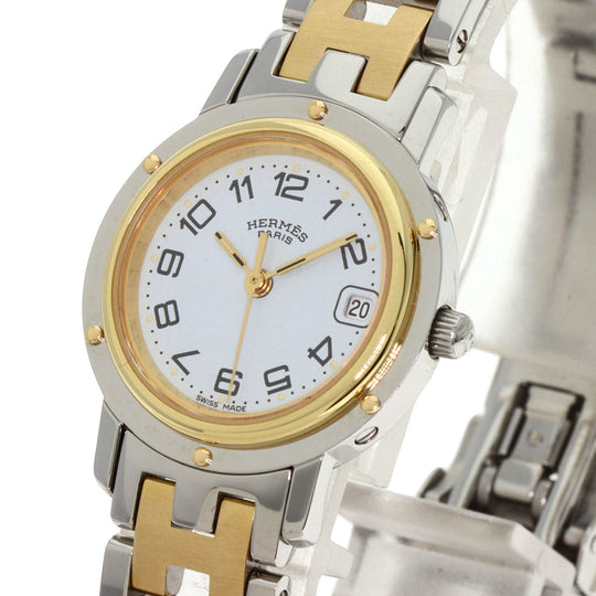 HERMES Watches Quartz CL4.220 Stainless Steel Silver Clipper white dial