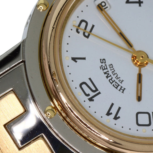 HERMES Watches Quartz CL3.240 Stainless Steel , SSxGP Silver Clipper old type white dial Women Used Authentic
