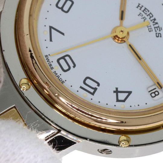 HERMES Watches Quartz CL3.240 Stainless Steel , SSxGP Silver Clipper old type white dial Women Used Authentic