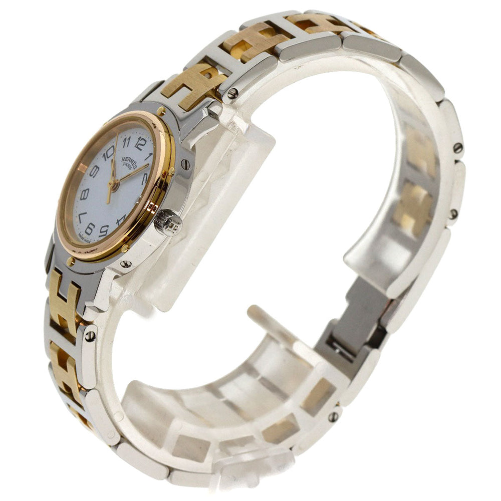 HERMES Watches Quartz CL3.240 Stainless Steel , SSxGP Silver Clipper old type white dial Women Used Authentic