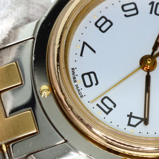 HERMES Watches Quartz CL3.240 Stainless Steel , SSxGP Silver Clipper old type white dial Women Used Authentic