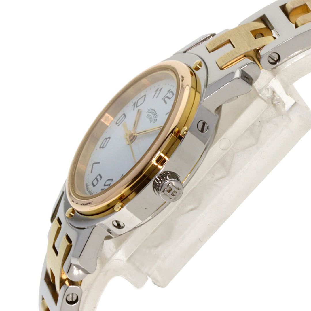 HERMES Watches Quartz CL3.240 Stainless Steel , SSxGP Silver Clipper old type white dial Women Used Authentic