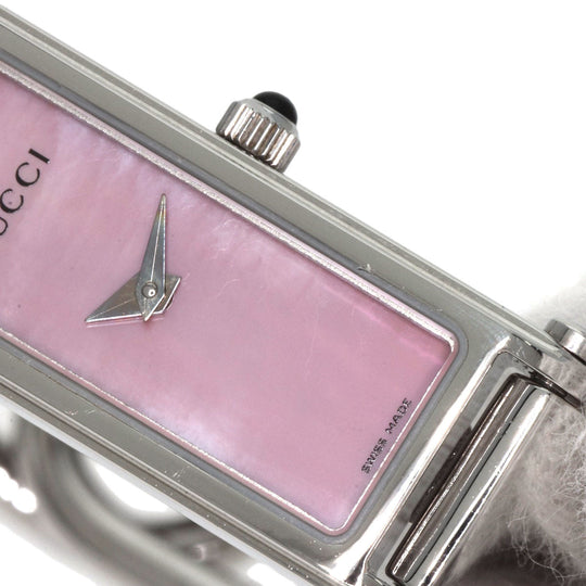 GUCCI Watches Quartz 1500L Stainless Steel , Stainless Steel Silver Square face Pink shell dial Women Used Authentic