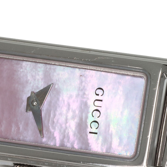 GUCCI Watches Quartz 1500L Stainless Steel , Stainless Steel Silver Square face Pink shell dial Women Used Authentic
