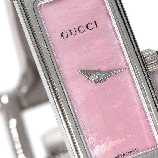 GUCCI Watches Quartz 1500L Stainless Steel , Stainless Steel Silver Square face Pink shell dial Women Used Authentic