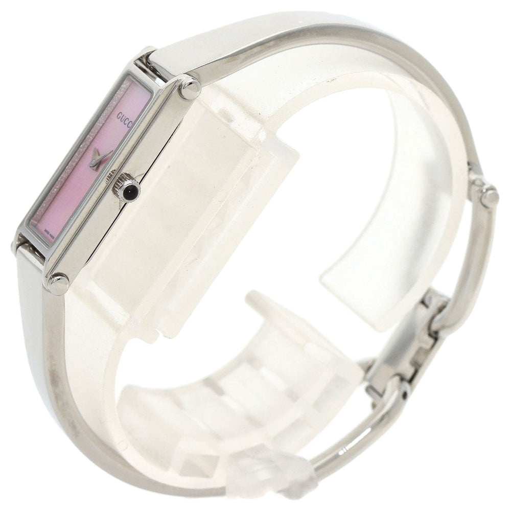 GUCCI Watches Quartz 1500L Stainless Steel , Stainless Steel Silver Square face Pink shell dial Women Used Authentic