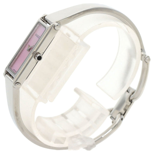 GUCCI Watches Quartz 1500L Stainless Steel , Stainless Steel Silver Square face Pink shell dial Women Used Authentic