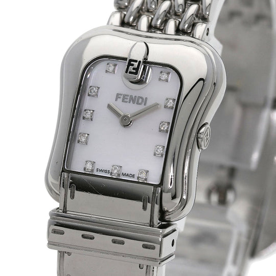 FENDI Watches Quartz 3800L Stainless Steel , Stainless Steel Silver Beefendi White shell dial Women Used Authentic